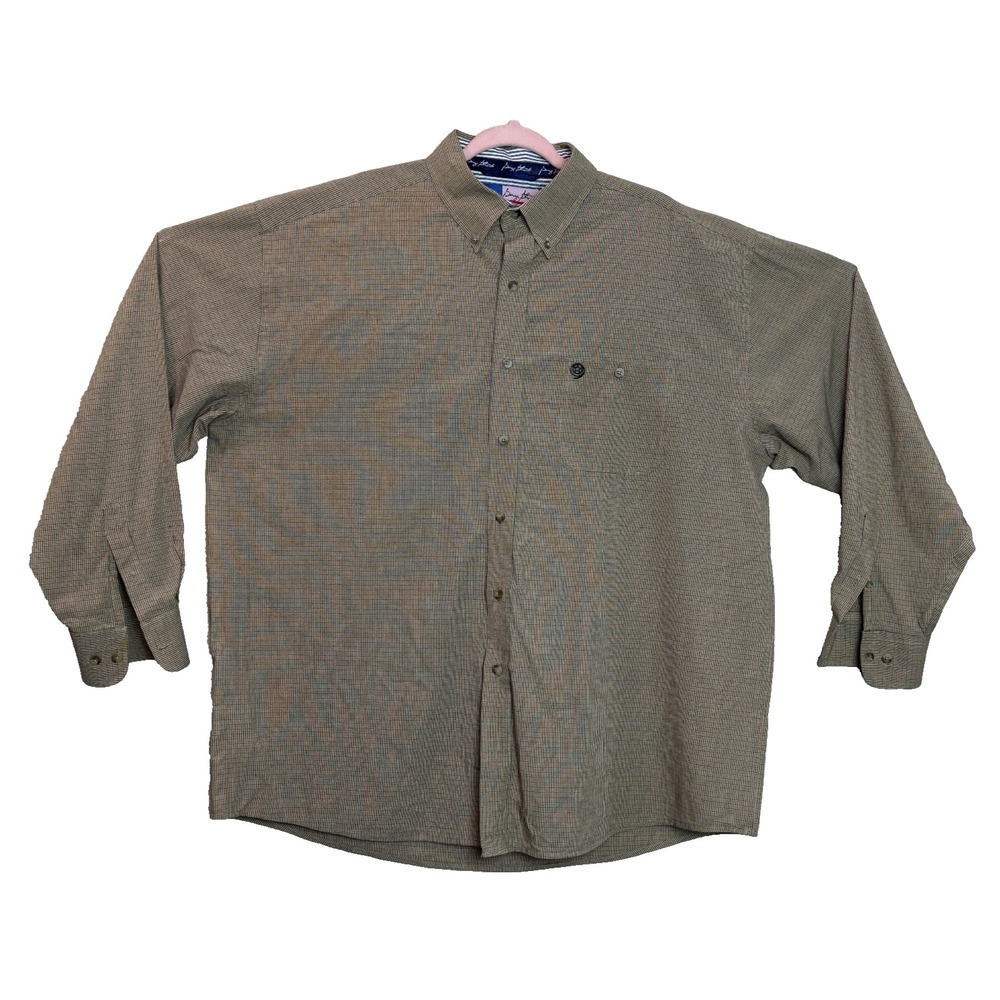 Wrangler Shirt Mens 2XL‎ Tan Plaid George Strait Cowboy Collection Western Rodeo
